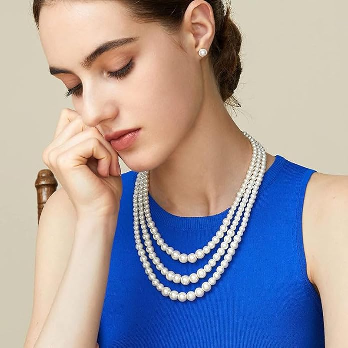 Long Pearl Necklace for women - Elegant Long Necklaces for Women Classic Pearl Choker Necklaces for Women Luxurious Pearl Necklaces for women Timeless Pearls Necklaces for Women Perfect for Weddings Parties Special Occasions