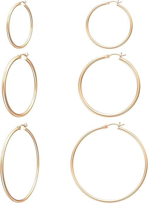 Gacimy Gold Hoop Earrings for Women 14K Real Gold Plated Hoops with 925 Sterling Silver Post