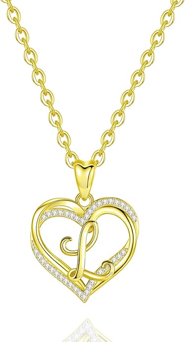 INFUSEU Unique Initial Necklaces for Women Girls Small Heart Letter Jewelry, Meaningful Personalized Gifts