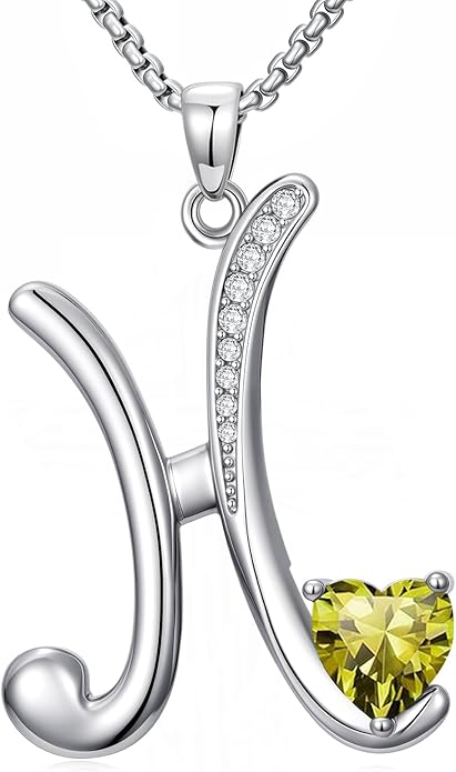 Christmas Gifts for Women Alphabet A to Z Initial Birthstone Pendant Necklaces for Women - 18k White Gold Plated Personalized Name Jewelry Valentine Mothers Day Birthday Gifts for Women Her Girlfriend
