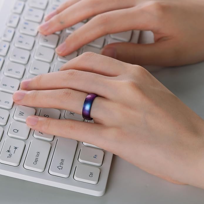 Egnaro Women's Bridal Rings Sets, 6mm Wide, 2mm Thick, Silicone Wedding Rubber Band with Half Size, Inner Arc Ergonomic Breathable Design