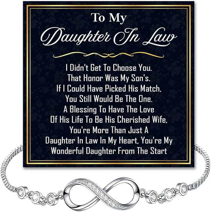 To My Beautiful Daughter In Law Bracelet From Mother-In-Law, Daughter In Law Birthday Gifts, Infinity Star Heart Bracelet For Her With Heartfelt Message Card & Elegant Box, Bonus Daughters Bracelets