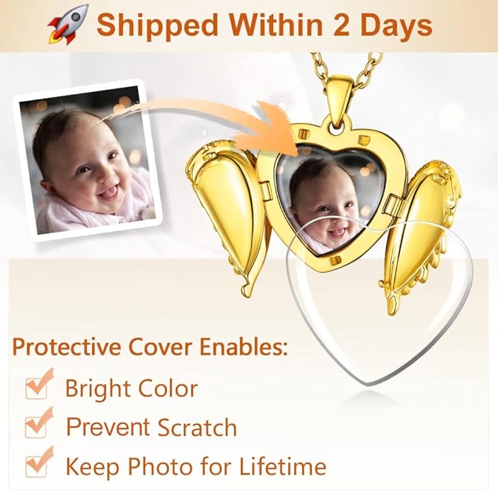 Supcare Locket Necklace That Holds Pictures-Engraved Photo Pendant Custom Jewellery Gifts for Men Women (with Jewellery Gift Box)