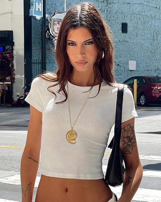 Long Pendant Necklace for Women Gold Plated Circle Long Chain Necklace Y Necklace Jewelry for Women