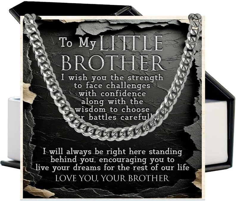 KOLMALK Brother Necklace - Cuban Link Chain Necklace for Men, To My Brother Gift from Sister for Birthday, Anniversary or Christmas