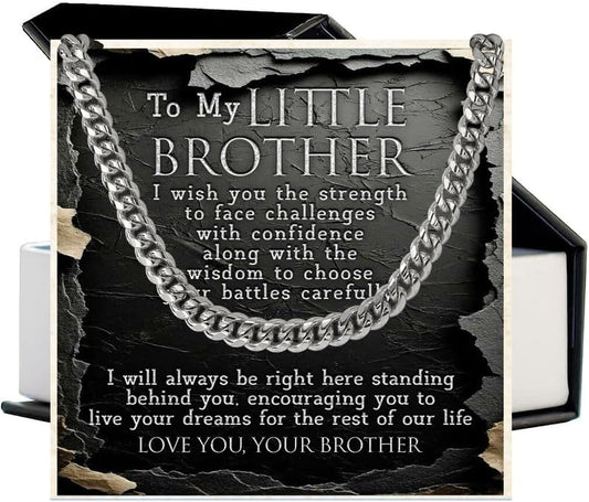 KOLMALK Brother Necklace - Cuban Link Chain Necklace for Men, To My Brother Gift from Sister for Birthday, Anniversary or Christmas