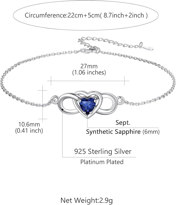 Custom4U Personalized Infinity Ankle Bracelets for Women 925 Sterling Silver Anklet Bracelet Endless Love Symbol Birthstone Charm Adjustable Foot Chain Jewelry Mothers Day Gifts for Mom Wife Women Her