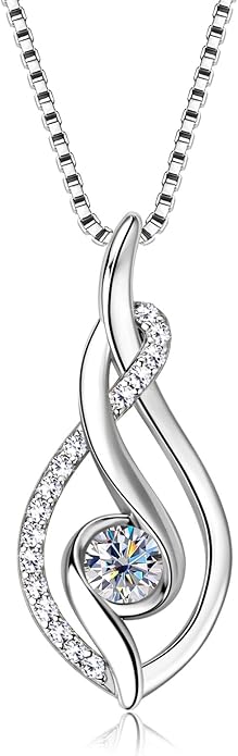 Moissanite Infinity Pendant Necklace for Women 925 Sterling Silver Love Necklace Birthday Dainty Infinity Knot Necklace Mom Wife Girlfriend Gift