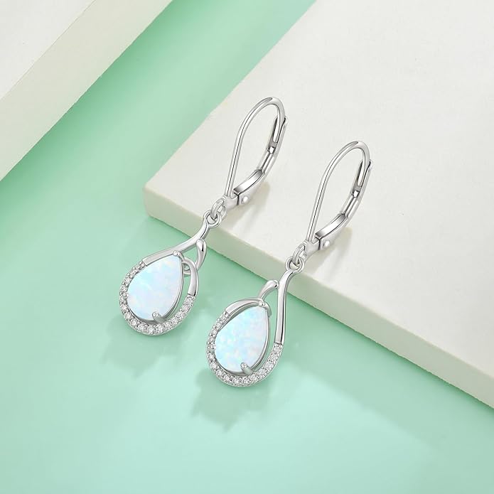 Starchenie Teardrop Dangle Drop Earrings 925 Sterling Silver Pear Birthstones Leverback Earrings Gift for Women