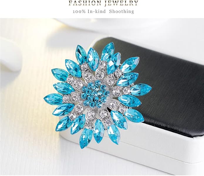 Rhinestone Sunflower Brooch for Women Sparkling Cubic Zirconia Flower Brooch Pin Elegant Large Crystal Floral Lapel Pin Dainty Clothing Hat Bag Accessories Christmas Wedding Bridal Birthday Jewelry