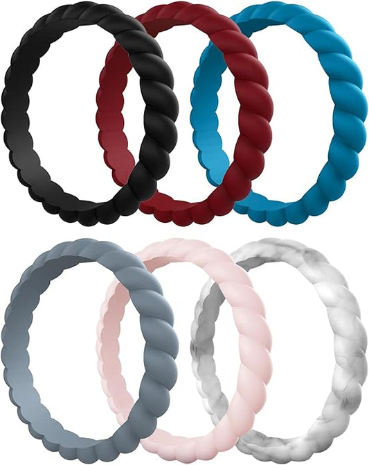 Egnaro Women's Bridal Rings Sets, Thin and Stackable Rubber Rings Women Wedding Bands - 2.5mm Width - 1.8mm Thick