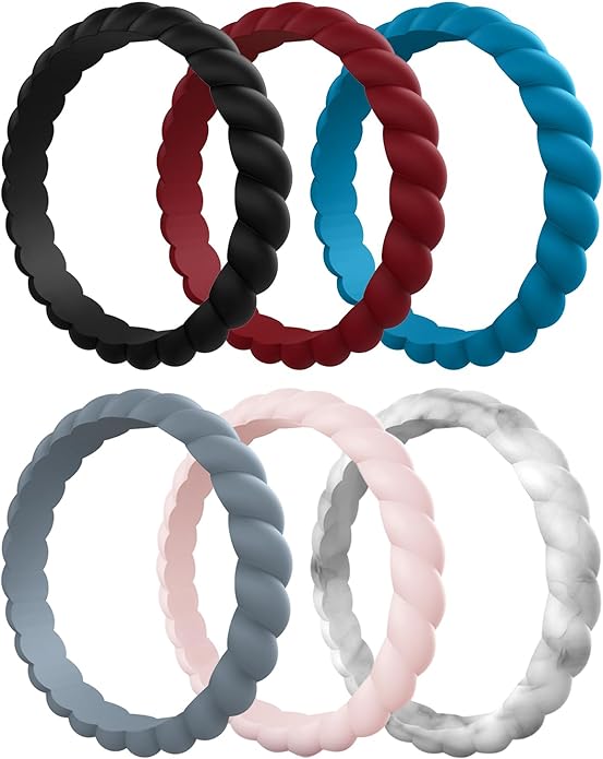 Egnaro Women's Bridal Rings Sets, Thin and Stackable Rubber Rings Women Wedding Bands - 2.5mm Width - 1.8mm Thick