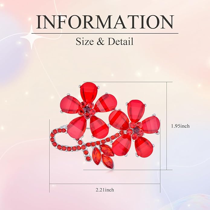 UNVAK Rhinestone Flower Brooch - Crystal Flower Pin for Women - Valentine's Day & Mother's Day Gift