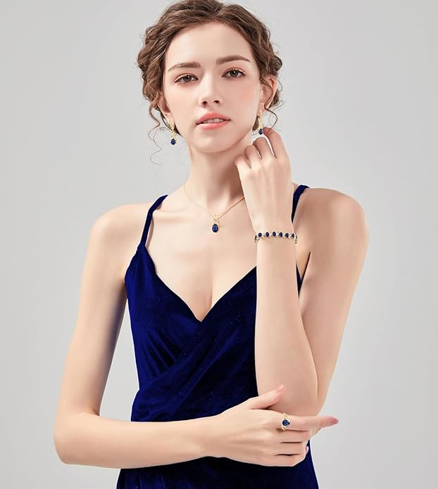 ZCGJWE Wedding Jewelry Set for Women Gem Necklace Earrings Bracelet Luxury Jewelry Set Birthday Valentine's Day Mother's Day Christmas Prom Jewelry Gift