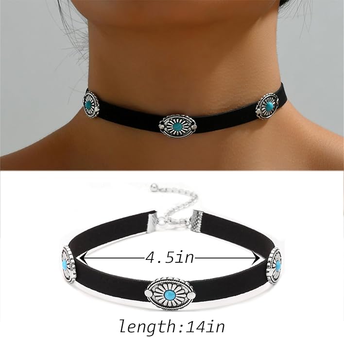 4 Pcs Choker Necklace For Women Black Adjustable Layered Velvet Leather Lace Collar Necklace Goth Jewelry Gifts