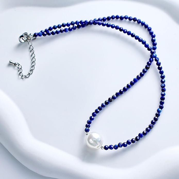 Beaded Necklace Pearl Necklaces for Women Single Pearl Necklace 11-12mm Freshwater Pearl Necklace Trendy Jewelry Gift Birthstone Bead Necklaces Pearl Choker Adjustable Chain