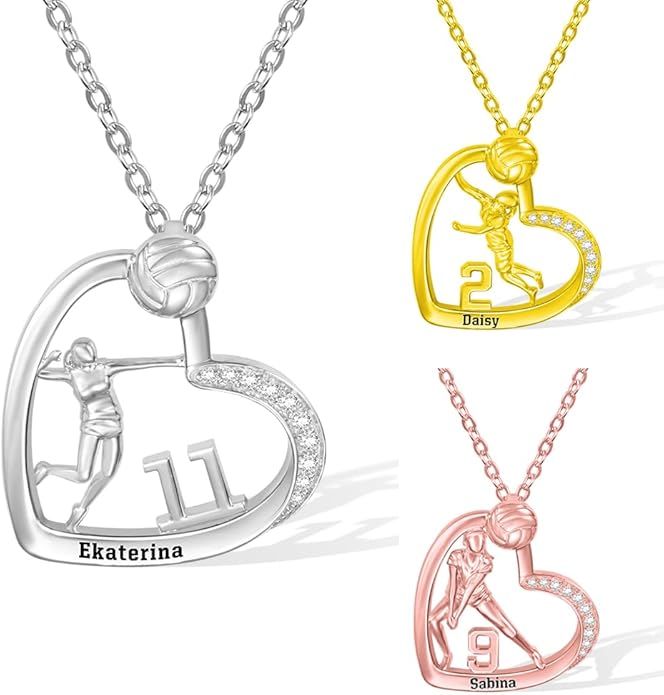 callie Personalized Volleyball|Basketball|Hockey|Baseball|Soccer|Pickleball Necklace - Custom Name & Number, Jewelry Gifts for Sports Lover