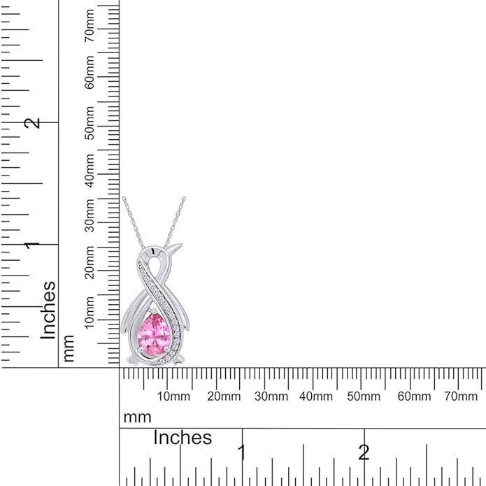 Infinity Penguin Pendant Necklace for Women, 14K Gold Over Sterling Silver with Pear & Round Cut Simulated Birthstone & White Diamond Accents, Dainty Animal Jewelry Gift with 18" Chain