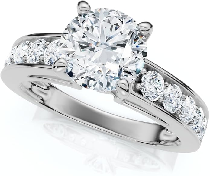 P3 POMPEII3 Pompeii Certified 3Ct Diamond Engagement Ring Cathedral 14k Gold Lab Grown (G/H,VS2-SI1)