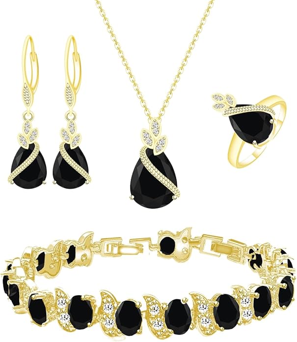 ZCGJWE Wedding Jewelry Set for Women Gem Necklace Earrings Bracelet Luxury Jewelry Set Birthday Valentine's Day Mother's Day Christmas Prom Jewelry Gift