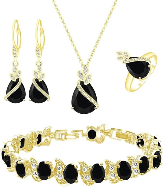 ZCGJWE Wedding Jewelry Set for Women Gem Necklace Earrings Bracelet Luxury Jewelry Set Birthday Valentine's Day Mother's Day Christmas Prom Jewelry Gift