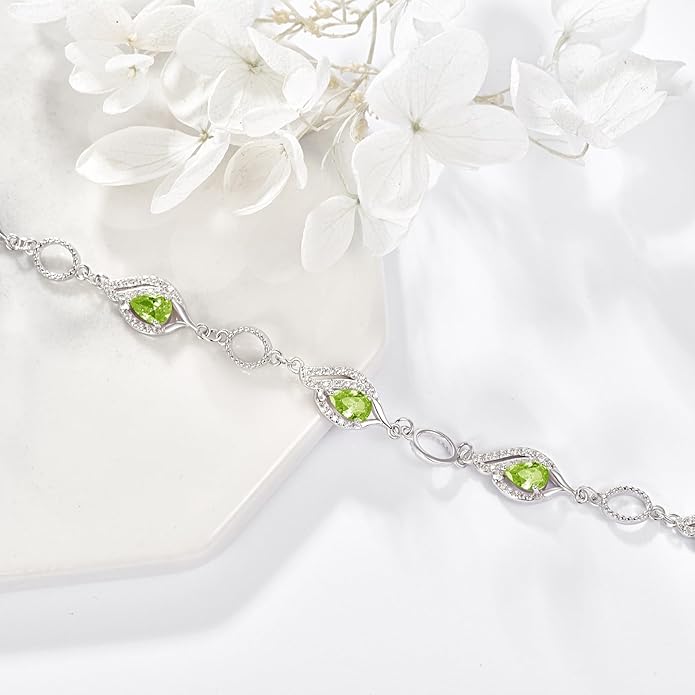 PRAYMOS Birthstone Bracelets for Women Mom Mother's Grandma Sterling Silver Women's Bracelets Birthstone Jewelry Gifts