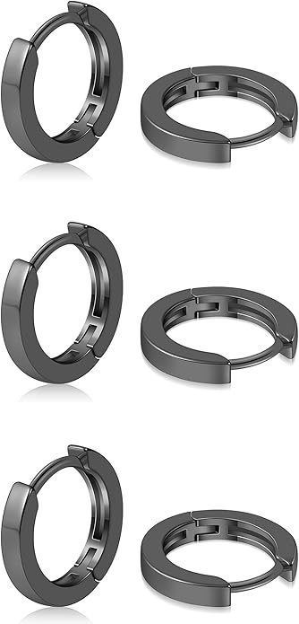 micuco 3 Pairs Small Hoop Earrings Set for Women, 14K Gold Plated Huggie Hoop Earrings for Men, Tiny Cartilage Hypoallergenic Earring Set