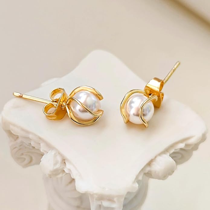 Zeffy Pearl Earrings for Women 14k Gold/Silver Pearl Drop Earrings Long White Pearl Tassel Dangle Statement Earrings Bridal Wedding Dainty Prom Earrings Birthday Gifts Jewelry