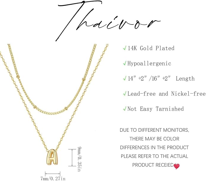 Bubble Letter Necklace Layered Initial Necklaces for Women Dainty Cute Choker Pendant Stack Jewelry Teen Gift Trendy Stuff