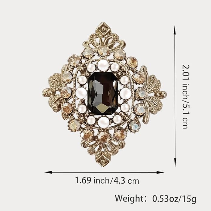 Vintage Brooch Pin for Women Girls Baroque Retro Gold Cross Brooch Accessories Elegant Austrian Crystal Rhinestone Brooch Pin Dress Coat Sweater Suit Party Wedding Gifts Victorian Bridal Jewelry
