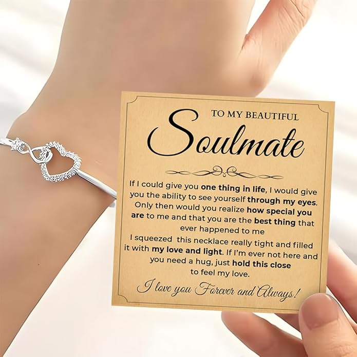 To My Soulmate Bracelet, Soulmate Bracelet For Women, Soulmate's Jewelry Gift From Boyfriend Husband Friend With Message Card And Box Meaning, Valentine Gifts For Her, Birthday Christmas Gifts