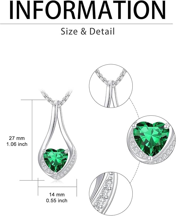 Birthstone Necklaces for Women,18k Yellow/White Gold Plated Forever Love Heart Infinity Pendant Necklace Anniversary Jewelry Christmas Birthday Gifts for Women Her Wife Girlfriend