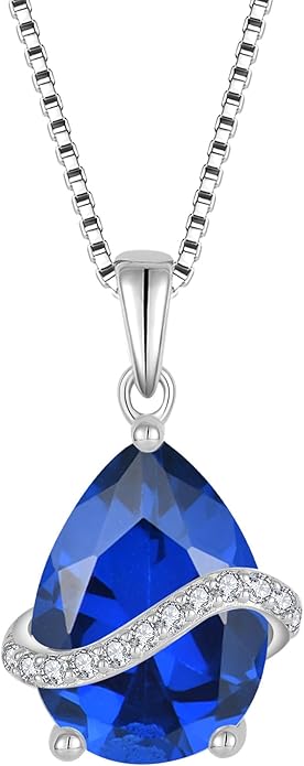 Teardrop Necklace for Women 925 Sterling Silver Birthstone Necklace Pendant Jewelry Gifts for Her