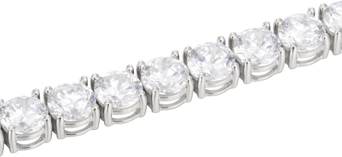 Amazon Essentials Plated Sterling Silver Round Cut Cubic Zirconia Tennis Bracelet