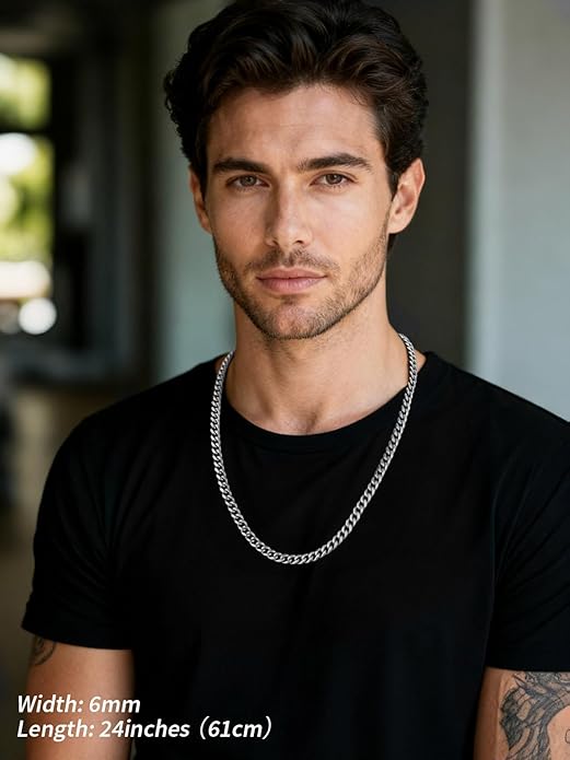 FindChic Cuban Link Chain for Men, 6/9/12mm Necklace Chain, Black/Gold Plated/Stainless Steel Necklace, Hypoallergenic & Tarnish-Proof Men's Jewelry Hip Hop Accessories, 18-30" Length Options