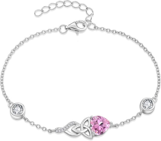 Infinity Celtic Knot Bracelet 925 Sterling Silver Birthstone Bracelet Irish Jewelry Gifts for Women