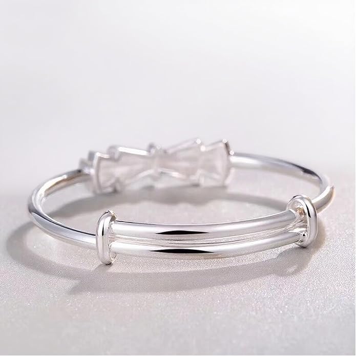 S925 Silver Bangle Bracelet for Women, Elegant Women‘s Sterling Silver Bracelet Bangle Adjustable 6.4-7.8 inches Small Size
