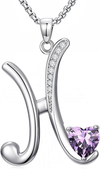Christmas Gifts for Women Alphabet A to Z Initial Birthstone Pendant Necklaces for Women - 18k White Gold Plated Personalized Name Jewelry Valentine Mothers Day Birthday Gifts for Women Her Girlfriend