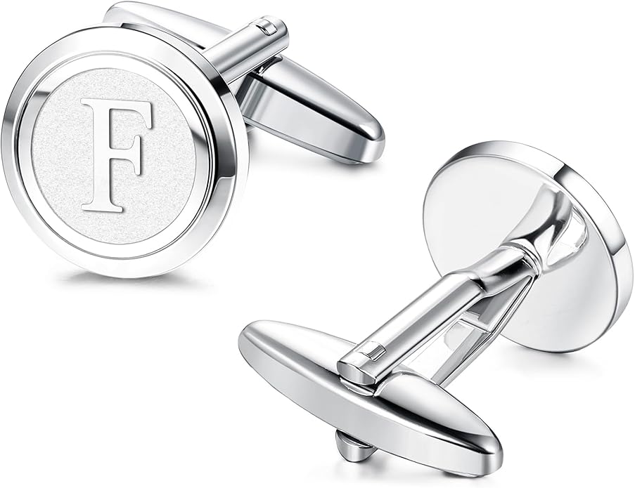 LOYALLOOK Initial Gold Cufflinks for Men Gold Cuff Links Personalized Copper CuffLinks Letter Cufflinks Gift for Groom Husband Father