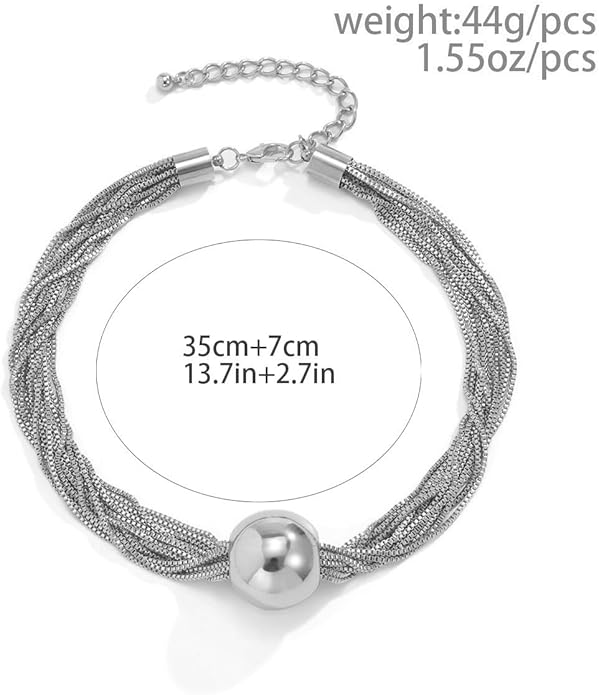 YOOESTORES82 14k Gold Chunky Bead Choker Adjustable Necklace for Women,Trendy Bohemia Chains Choker Statement Necklace Jewelry for Gifts Prom Party