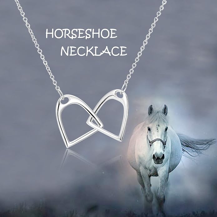 YFN Sterling Silver Double Horse Strirrup Lariat Necklace Gift For Women