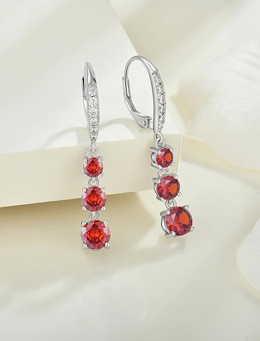 Starchenie Dangle Drop Earrings for Women 925 Sterling Silver Leverback Earrings Birthstone Jewelry