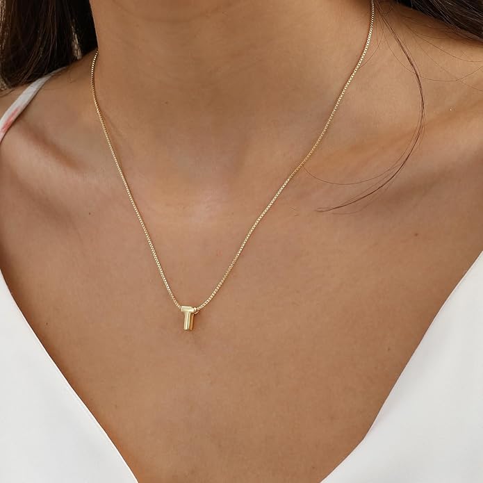 Bubble Gold Letter Necklace for Women, 14k Gold Plated Balloon Initial Necklace, Dainty Gold Necklace for Women, Personalized Bubble Pendant Name Necklace, Fashion Accessories Trendy Jewelry