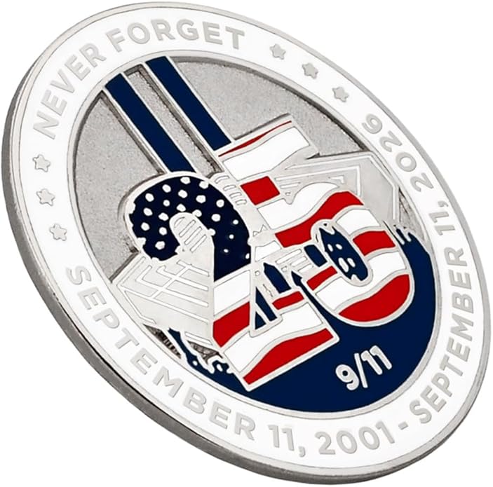 PinMart's 9/11 September 11th Patriotic Twin Towers Lapel Pin – 9/11 Memorabilia and Pentagon Remembrance – Commemorative Enamel Pins for Veterans, Events, Backpacks, Hats - Single or Bulk Packs