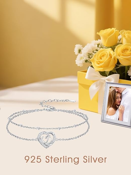 Dorunmo Initial Anklet 925 Sterling Silver Letter A-Z Layered Heart Anklet Beach Jewelry Birthday Gifts for Women