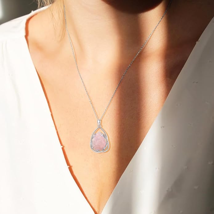 Teardrop Turquoise Pendant Necklace, 925 Sterling Silver December Birthstone Necklace Vintage Western Jewelry Gift for Women