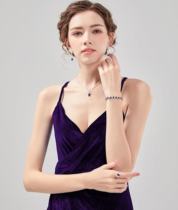 ZCGJWE Wedding Jewelry Set for Women Gem Necklace Earrings Bracelet Luxury Jewelry Set Birthday Valentine's Day Mother's Day Christmas Prom Jewelry Gift