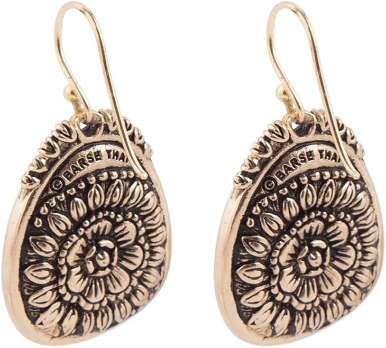 Barse Jewelry Agave Genuine Blue Turquoise and Golden Drop Earrings