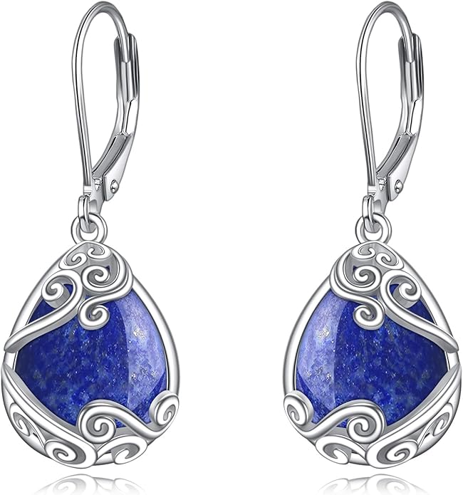 Moonstone Filigree Drop Dangle Teardrop Earrings 925 Sterling Silver Moonstone Leverback Earrings for Women Jewelry Gifts