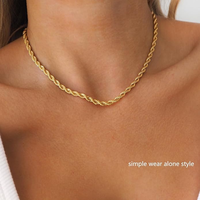 Freekiss Gold Layered Toggle Necklaces for Women: 14K Gold Plated Dainty Link Chain Necklaces Paperclip Cuban Rope Adjustable Choker T-Bar Toggle Clasp Chunky Necklace for Women Trendy Jewelry